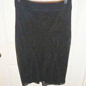 Bebe Black Embroidered Lace Pencil Skirt NWT Size 6 Unconventional Lace Holiday